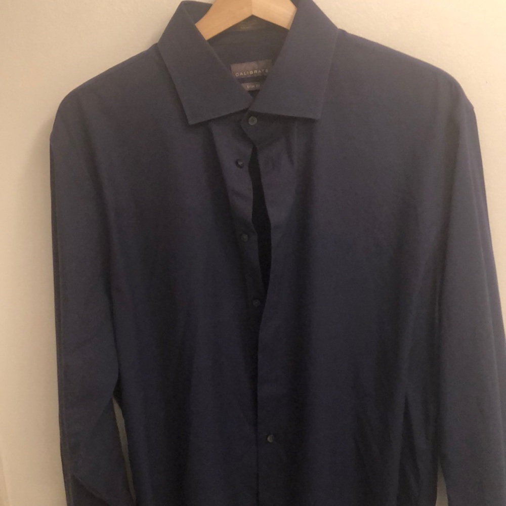 Calibrate trim fit dress shirt in navy